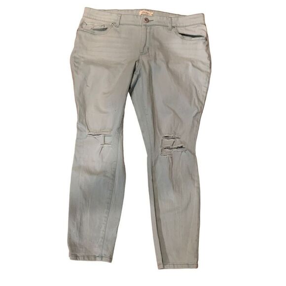 Jessica Simpson Forever Distressed Jeans High-Rise Cropped Pastel Green Rolled A - Picture 1 of 10